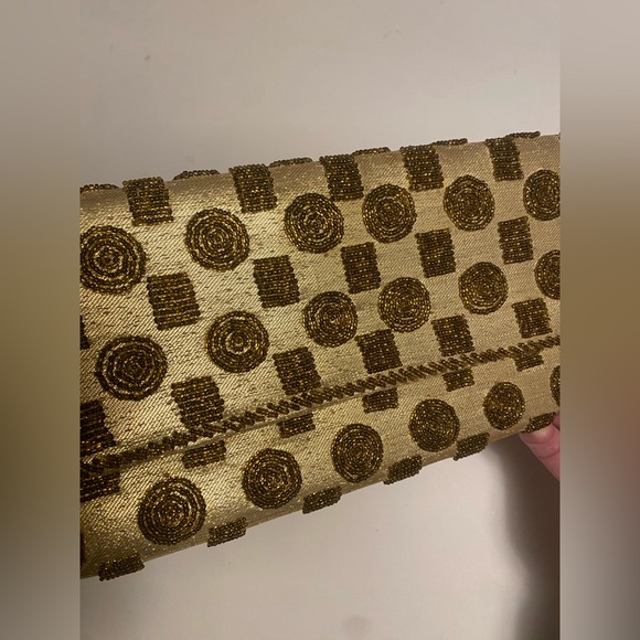 Vintage beaded Gold Clutch Bag - Picture 2 of 7